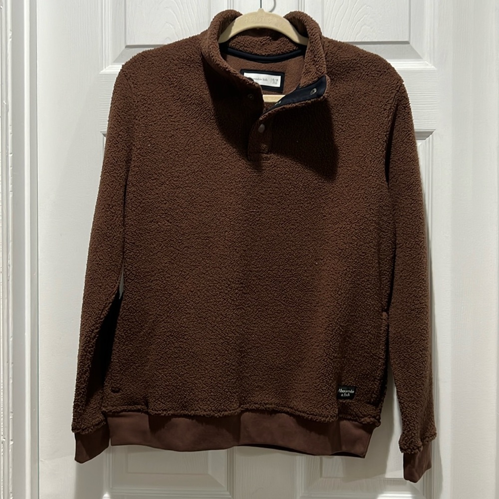 Abercrombie & Fitch Sherpa Fleece Quarter Button Sweater sweatshirt NWOT